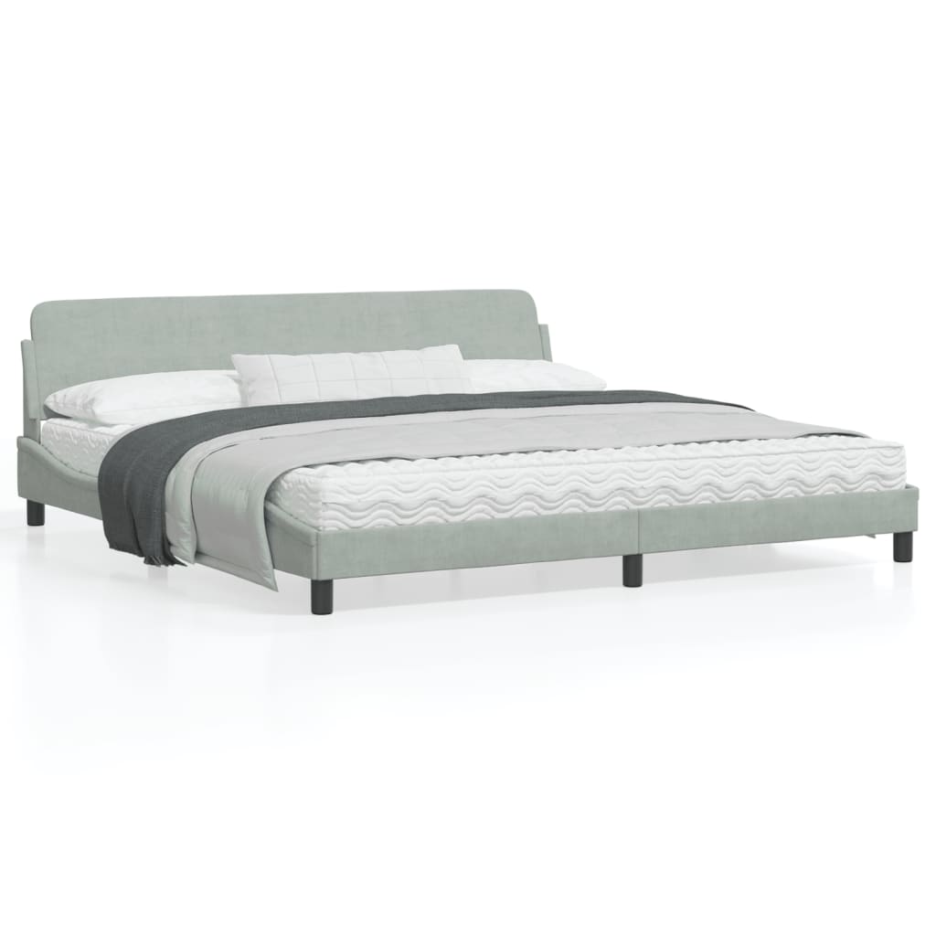 vidaXL Bed Frame with Headboard Light Grey 193x203 cm Velvet