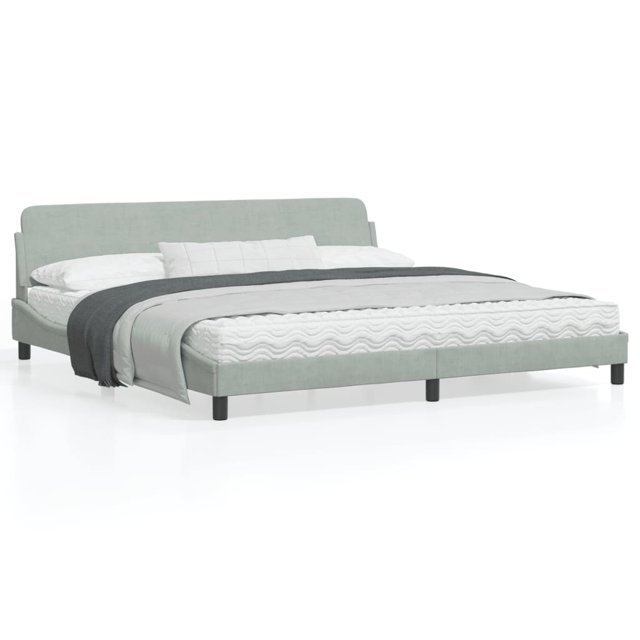 vidaXL Bed Frame with Headboard Light Grey 193x203 cm Velvet