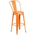 thumbnail image 3 of Commercial Grade 4 Pack 30" High Orange Metal Indoor-Outdoor Barstool with Back, 3 of 9