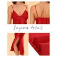 thumbnail image 4 of INSPIRE CHIC Nuisette d'Halloween en Satin pour Femme, Col en V, Sans Manches, Maxi Chemise de Nuit avec Bretelles Spaghetti Ajustables et Détail Plissé, Robe de Détente Soyeuse, Rouge Moyen, 4 of 5