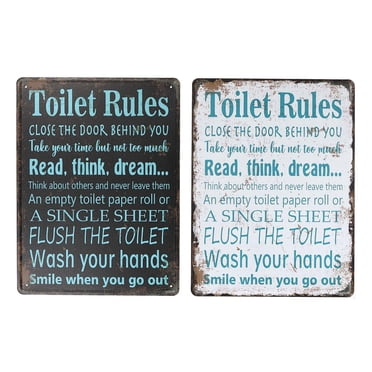Mur Pancarte De Métal (Règles De Toilette) (Asstd) - Set of 2
