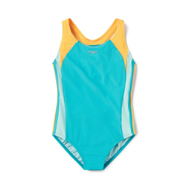Speedo Girls Infinity Splice One Piece Thick Strap Swimsuit - Scuba Blue, Size: 12