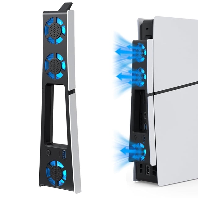 AARONMEI PlayStation 5 Slim Console Hôte Ventilateur de Refroidissement Refroidisseur Accessoires Externes LED Bleu