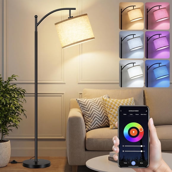 LANICHO Floor Lamp, LED Smart Light, Dimmable Standing Industrial Arc Lamp, Floor Lamps for Living Room, Bedrooms, Multiple Colors Reading