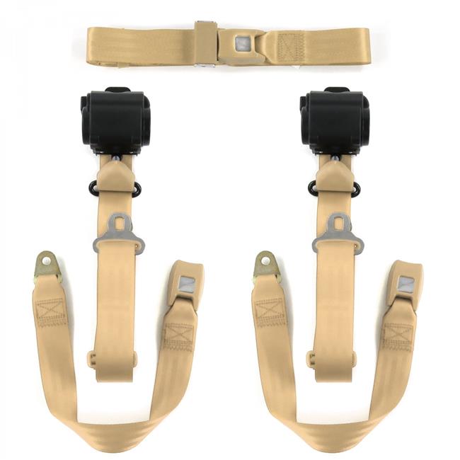Ford Thunderbird 1980-1982 Standard Ensemble de Ceinture de Banc Rétractable 3 Points Beige - 3 Ceintures