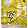 thumbnail image 1 of Soimoi Poly Georgette Fabric Grapes,Wine Glass & Bottle Decor Fabric Printed Yard 52 Inch Wide, 1 of 3