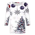 thumbnail image 5 of QIPOPIQ Hauts pour Femmes Manches 3/4 Col Ras du Cou T-Shirts Mignons Décontractés Imprimé Hauts Tendance T-Shirt Trois Quarts Chandail d'Été Liquidation, 5 of 5