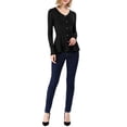 thumbnail image 2 of INSPIRE CHIC Women's V Neck Long Sleeve Ribbed Pullover Knitted Peplum Top, 2 of 7