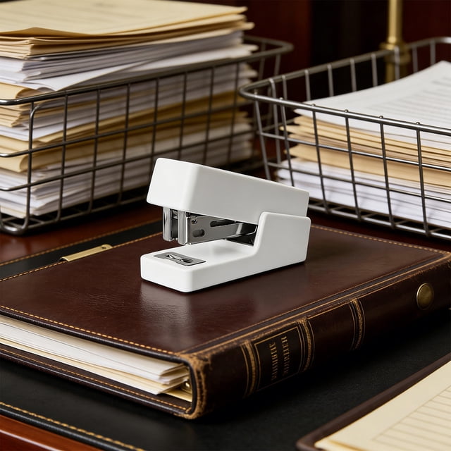 Compact Portable Stapler - Effortless Handheld Design, Ergonomic Grip, Plastic Construction, Holds up to Ten Sheets, White, JKODE