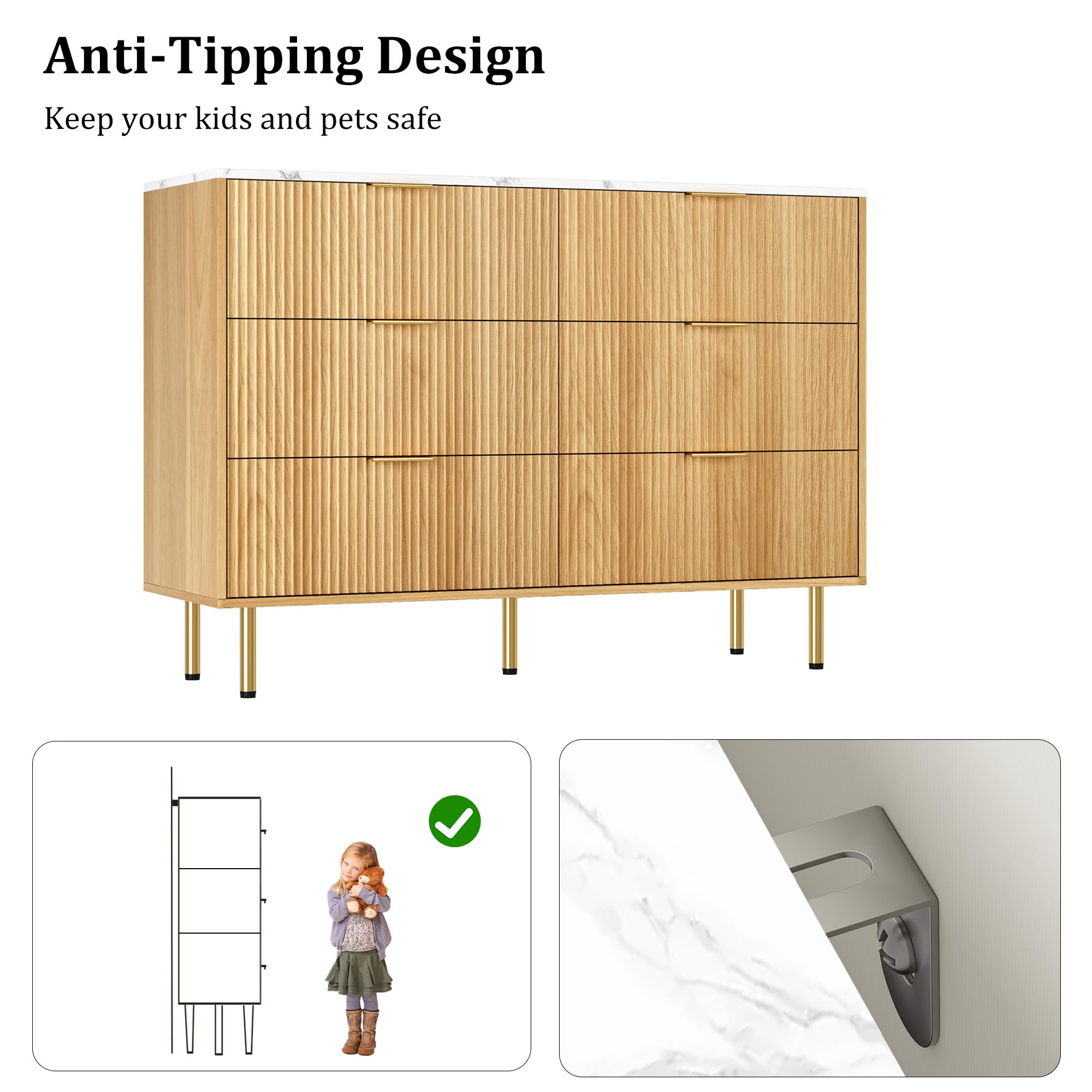 Bedroom dressing table, 6-drawer wide drawer dressing table