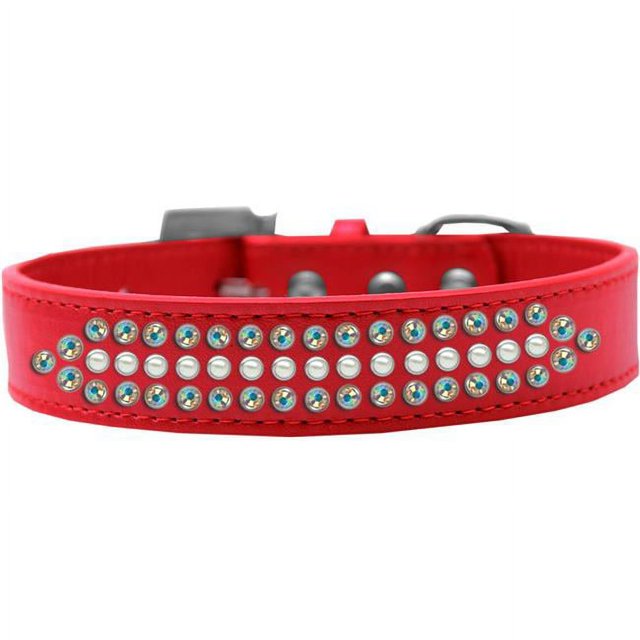 Ritz Pearl And Ab Crystal Dog Collar Red Size 18