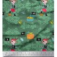 thumbnail image 1 of Soimoi Silk Fabric Flag,Treasure Box & Pirate Boy Nautical Printed Craft Fabric by The Yard 42 Inch Wide, 1 of 3