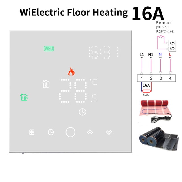 APP WiFi Smart Thermostat, Electric Floor Heating/ Water/Gas Boiler Temperature Remote Controller Temperature Controller ,Easy to Install