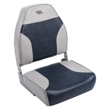 Wise 8WD588PLS-660 Mid-Back Fishing Boat Seat with Logo, (Grey/Navy)