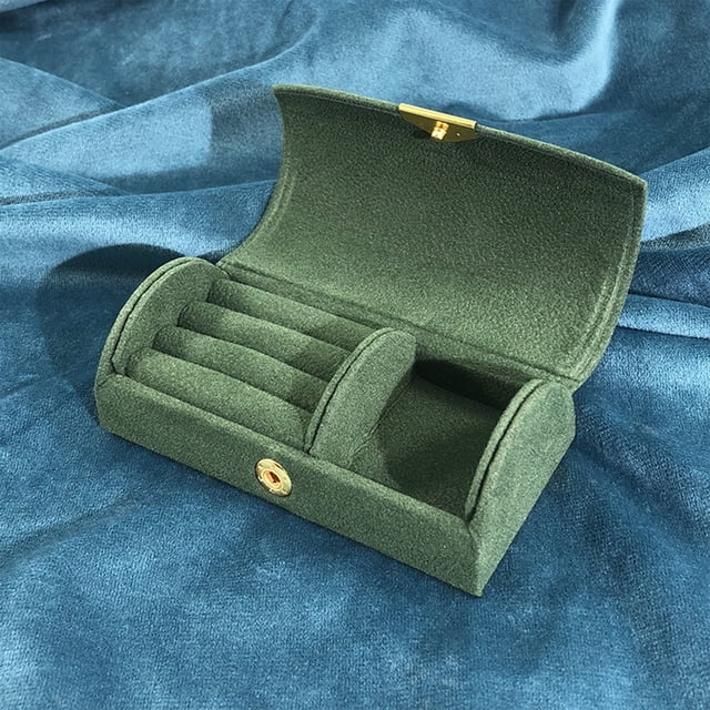 Bead Velvet Travel Portable Jewelry Box, Arched Small Jewelry Storage Box, Fashion Packaging Box, Fleece Material, Secure, for Travel Daily Use