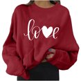 thumbnail image 1 of Ketyyh-chn99 Chemises pour Femmes Mode Blouse Ample Col Rond Manches Longues Chemises pour Femmes Hauts Surdimensionnés Chandails Décontractés Rouge,TG, 1 of 4