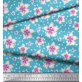 thumbnail image 2 of Soimoi Blue Rayon Fabric Leaves & Flower Floral Print Sewing Fabric Yard 56 Inch Wide, 2 of 3