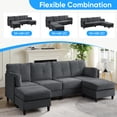 thumbnail image 3 of Puremind U Shaped Sectional Sofa, Corduroy Modular Sectional Couch with 2 Movable Ottomans for Living Room/Apartment, Dark Gray, 3 of 5