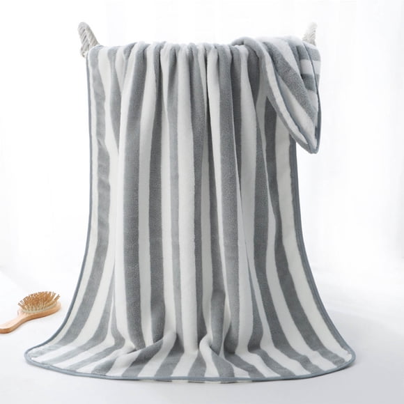 Birdeem Large Beach Towel Oversized - 27.6"X55" Big Mens Beach Towesl, Extra Large Thick Gray Beach Towels,Wide Fluffy Swimming Towel Oversize, Giant Stripe Cotton Pool Towel for Adults