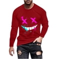 thumbnail image 1 of Haut Imprimé à la Mode pour Hommes avec Col Rond à Manches Longues et Visage Souriant Haut/chemise Impriméx, 1 of 4