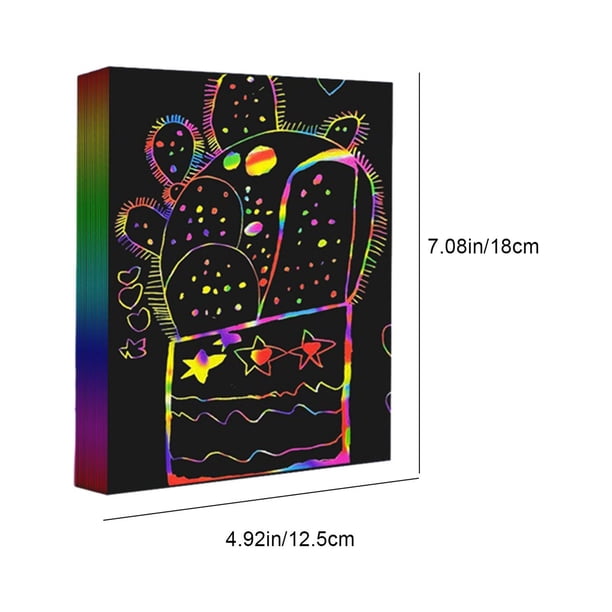 BUYGOO Scratch Art Paper 100 feuilles de dessin à gratter Feuilles à gratter créatives pour