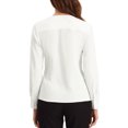 thumbnail image 3 of INSPIRE CHIC Blouse de Travail de Bureau pour Femmes à Manches Longues à Col en V Blouses TP Blanc, 3 of 6