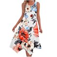 thumbnail image 2 of Ovzne Robes Grande Taille pour Femmes aux Formes Robe de Plage Robes pour Femmes Sans Manches Col Rond à Cordon Décontractée à Volants Robe Trapèze Courte Robe de Vacances Liquidation, 2 of 7