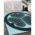 thumbnail image 3 of Ahgly Company Tapis d'Intérieur Ronds Transitionnels Lavables à la Machine, Vert Sarcelle Profond, 4 Pieds Rond, 3 of 7