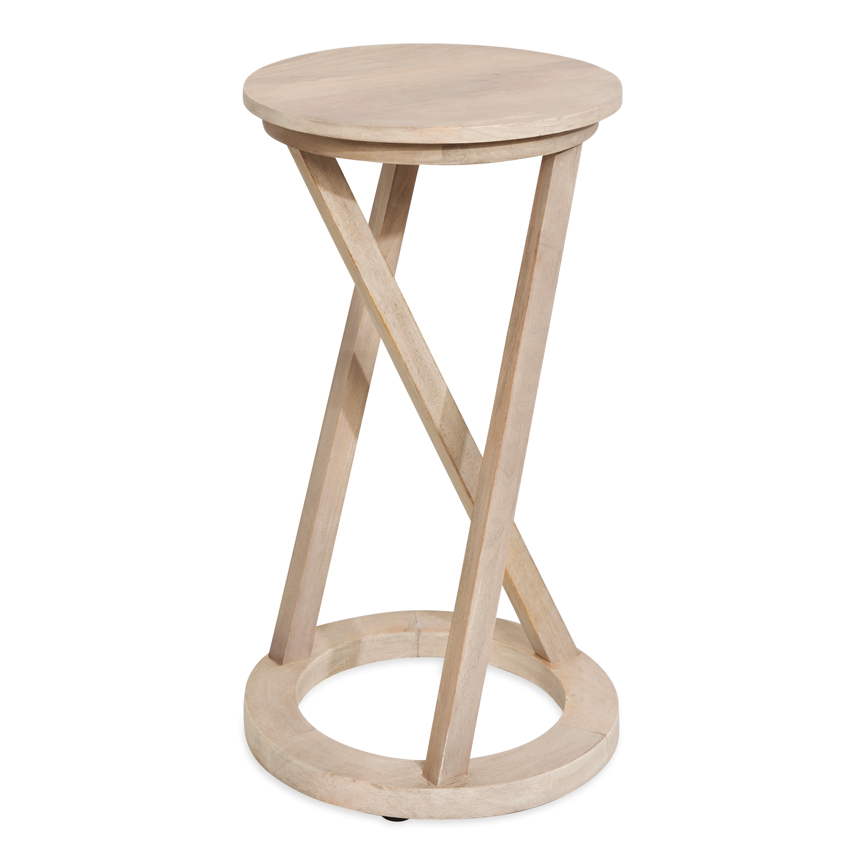 Kate and Laurel Aja Modern Round Side Table, 15 x 15 x 23, White, Decorative Modern Geometric Wood Bedroom Nightstand Table with Circular Tabletop and Unique Slanted Legs