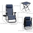 thumbnail image 2 of Zero Gravity Chair Set of 2 Patio Chair with Side Table Cupholders and Pillows for Pool, Backyard, Lawn, Beach, Blue, 2 of 7