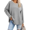 thumbnail image 1 of RXIRUCGD Chandails en Molleton Oversize pour Femmes 2024 Col Rond Manches Longues Tops Tricotés Pull, Gris, Taille : TG, 1 of 8
