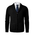 thumbnail image 1 of Men's Shawl Collar Cardigan Sweater Slim Fit Cable Knit Button up Merino wool Sweater_Black_Small, 1 of 1
