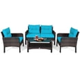 thumbnail image 4 of Gymax 4PCS Rattan Patio Conversation Set Cushioned Outdoor Furniture Set, 4 of 9