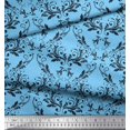 thumbnail image 3 of Soimoi Blue Silk Fabric Filigree Damask Print Fabric by the Yard 42 Inch Wide, 3 of 3