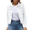 thumbnail image 3 of Women's Classic Button Down Denim Jacket With Front Pockets Stylish Casual Coat, 3 of 8