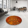 thumbnail image 3 of Ahgly Company Tapis d'Intérieur Carrés Abstraits Orange Rouge Abstraits pour Aire, 3 Pieds Carré, 3 of 6
