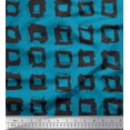 thumbnail image 1 of Soimoi Blue Poly Georgette Fabric Square Geometric Printed Fabric 1 Yard 42 Inch Wide, 1 of 3