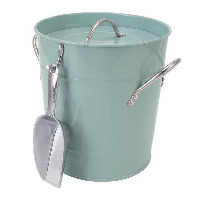 Round Ice Bucket, Ice Bucket Handle Design Galvanized Sheet Blue Multipurpose Safe For Party For Wine