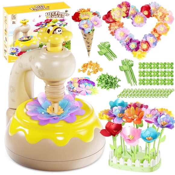 Flower Bouquet Making Kit for Kids – DIY Craft Toy with 120 Petals, 30 Centers, Stems & Wrapping Paper, Reusable Storage, Educational Arts & Crafts Activity Set