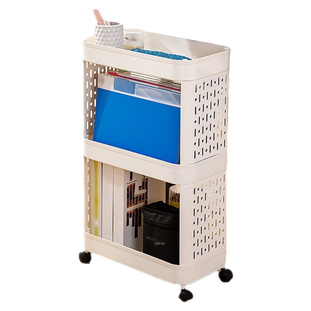Bibliothèque Mobile avec Roues Flexible Améliore l'Espace Durabilité Chariot de Rangement Roulant pour Bureau 3 Couches