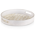 thumbnail image 1 of Bouclair Plateau Rond en Bois Blanc à Motif, 1 of 10
