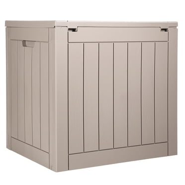 KFFKFF Outdoor Storage Box, 31 Gallon Resin Deck Box, Backyard Outside Toy and Towel Storage Cabinet Waterproof, for Patio Furniture Cushions, Garden Tools