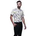 thumbnail image 2 of BESTMAN Chemise en Coton pour Hommes à Manches Courtes Imprimée Col Mandarin Chemise Décontractée, 2 of 5