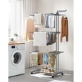 thumbnail image 2 of Étendoir à Linge Pliable à 4 Niveaux, Hauteur 173 cm, Acier Inoxydable, à Roulettes, pour une Utilisation Intérieure et Extérieure, Gris Dove, 2 of 5