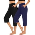 thumbnail image 2 of Timegard Capri Pants for Women 2pc Straight Leg High Waist Comfy Casual Cropped Pants Solid Color, 2 of 8