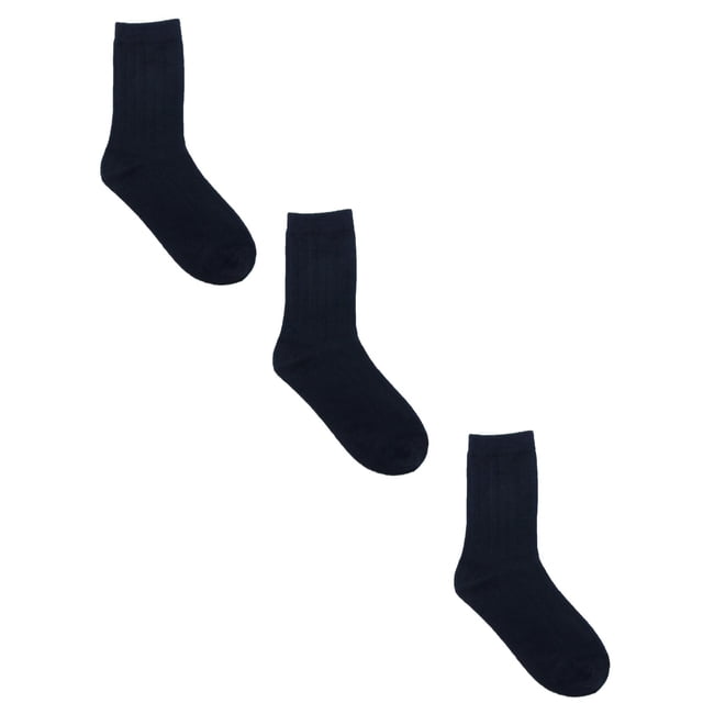 Jefferies Socks Kids' Cotton Ribbed Uniform School Crew Socks (Pack of 3)