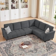 Pingliang Home 102" Convertible Sectional Sofa Couch,Upholstered Oversized Modern 6 Seat L Shaped Couch Corner Sofa Reversible Sofa Set for Living Room Apartment Office Studio