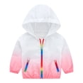 thumbnail image 3 of Kids Sun Protection Zip Hoodie Lightweight Long Sleeve Rash Guard with Hood Swim Cover Up Light Pink 4 Years-5 Years, 3 of 7
