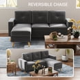 thumbnail image 3 of HOMCOM Canapé Sectionnel avec Méridienne Interchangeable pour Chambre Gris Foncé, 3 of 9