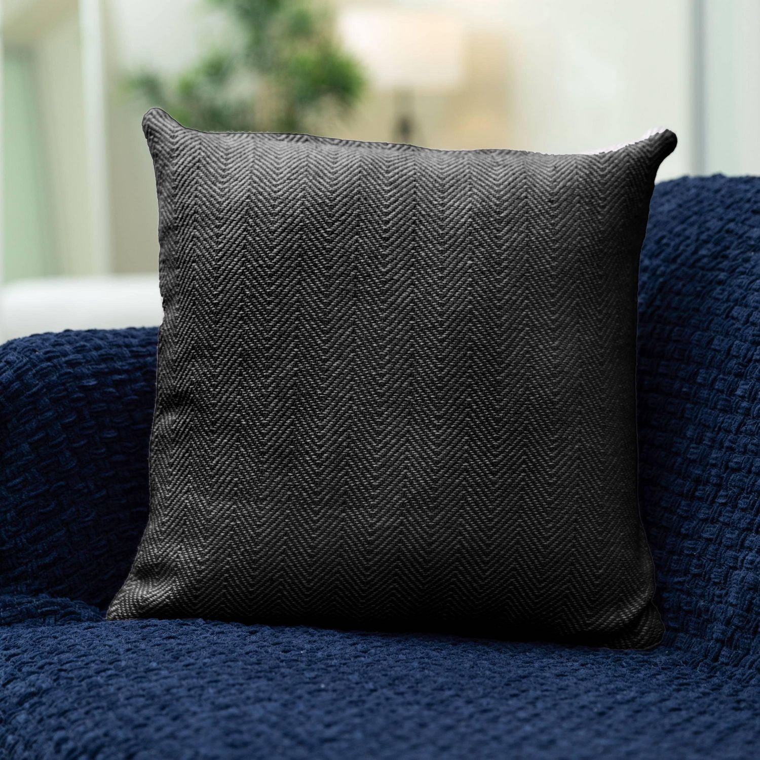 Herringbone Stripe Cotton Cushions Set of 2 Poly Filled With Zipper Machine Washable